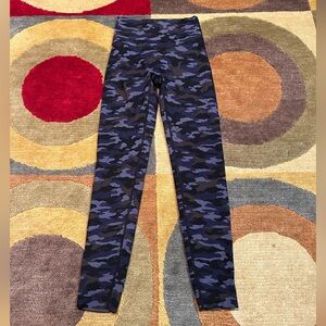 Aerie Blue Camo Print High Rise Workout Yoga Athletic Leggings 28” Size Small